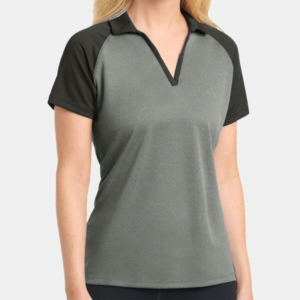 Ladies PosiCharge ® RacerMesh ® Raglan Heather Block Polo Thumbnail
