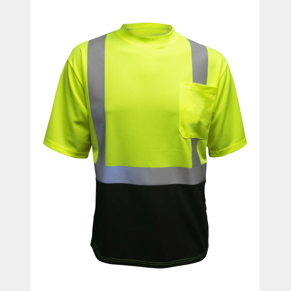 Class 2 Safety Green Moisture Wicking Black Bottom Short Sleeve T-shirt Thumbnail