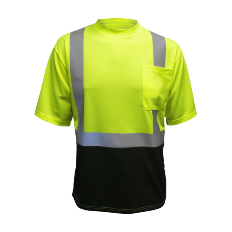 Class 2 Safety Green Moisture Wicking Black Bottom Short Sleeve T-shirt Thumbnail
